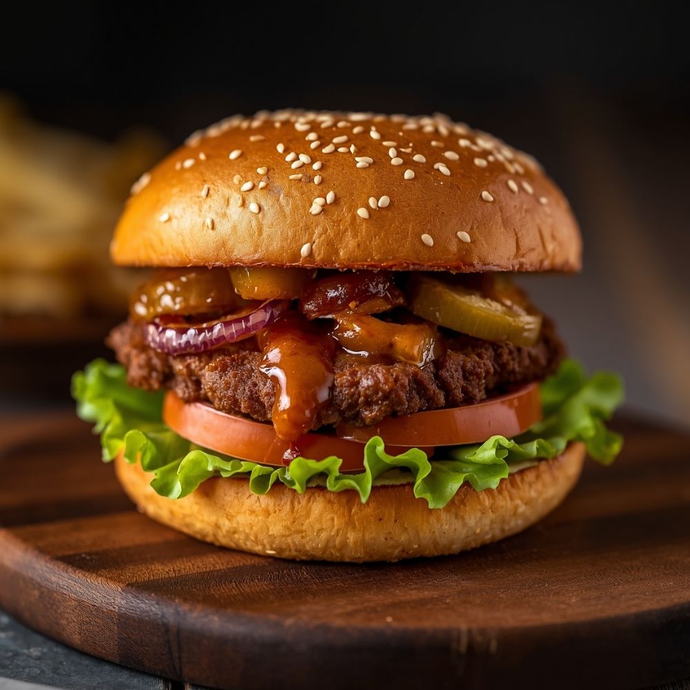 Hamburguesa de Seitán a la BBQ